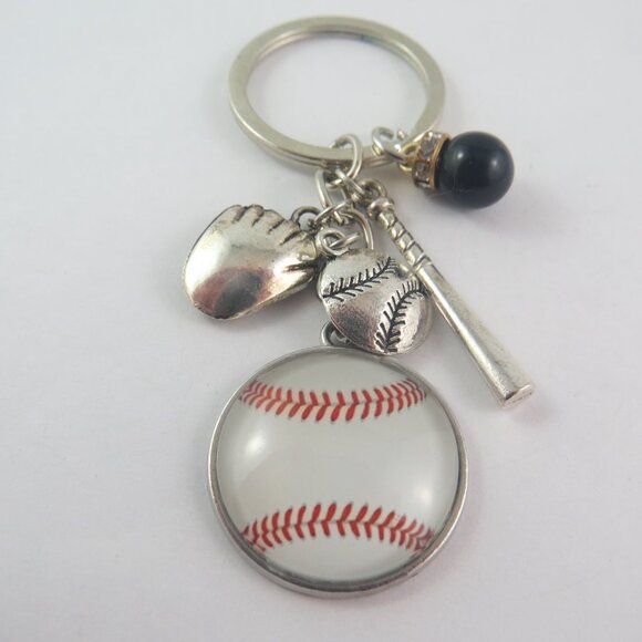 Baseball Keychain Baseball Lover Gift Sports Key Ring Baseball Bag Accessory - Picture 3 of 4